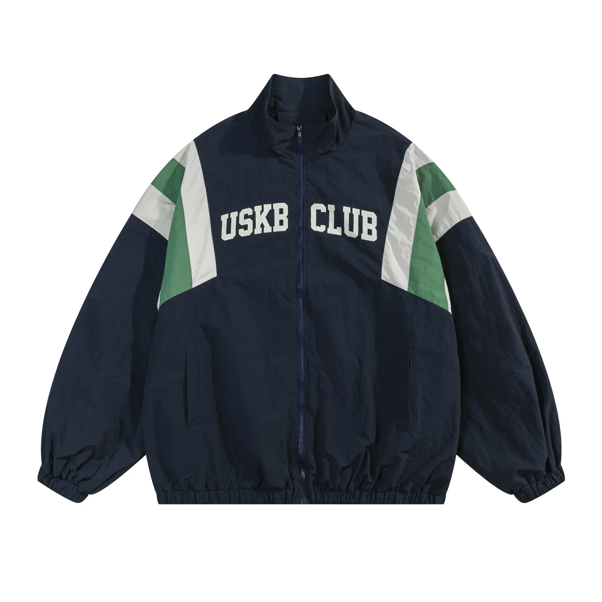 Jiayiku Fashion Brand  Spring American Retro Deconstruction Contrast Color School Uniform Jacket Loose Rustic Jacket Coat Couple display picture 3