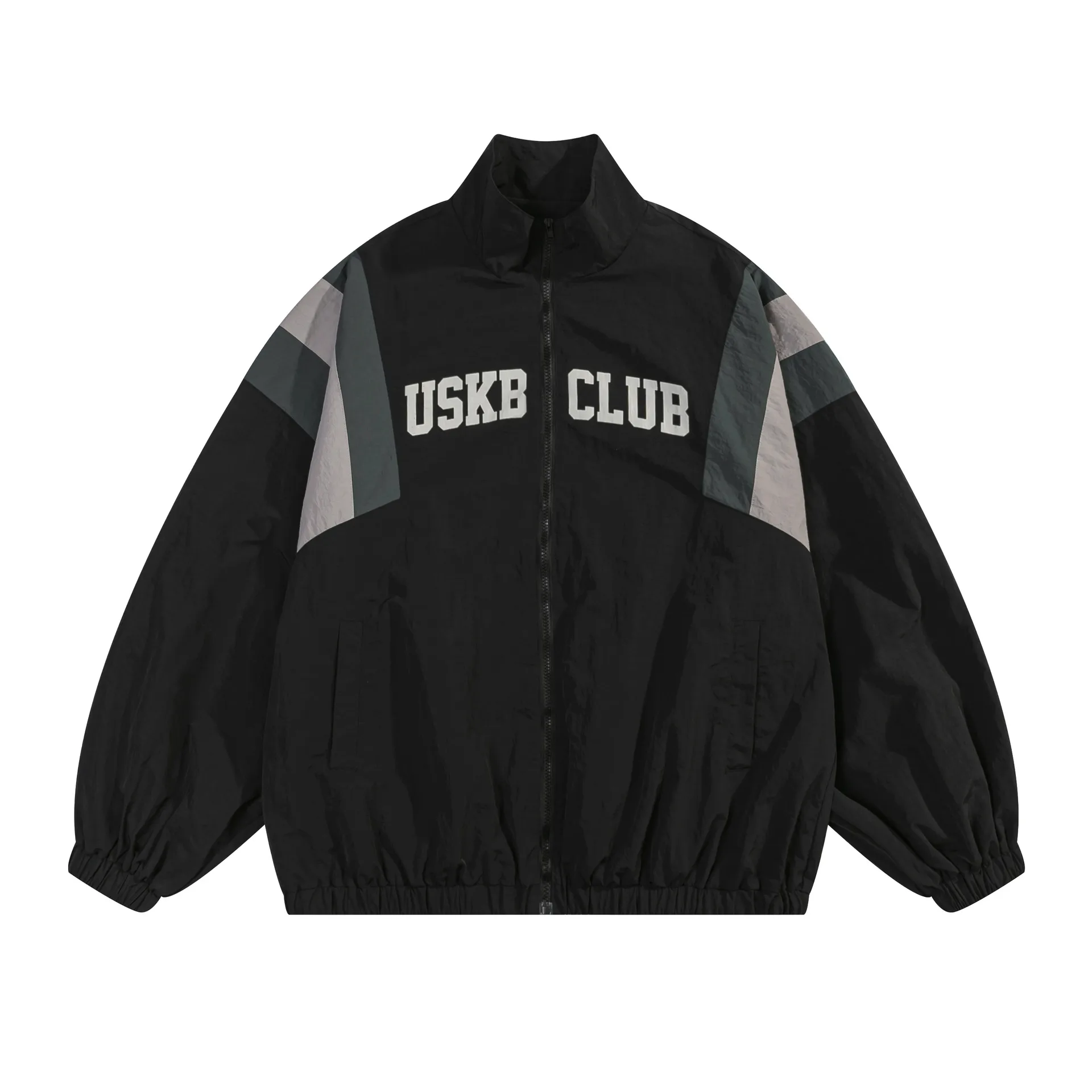 Jiayiku Fashion Brand  Spring American Retro Deconstruction Contrast Color School Uniform Jacket Loose Rustic Jacket Coat Couple display picture 5