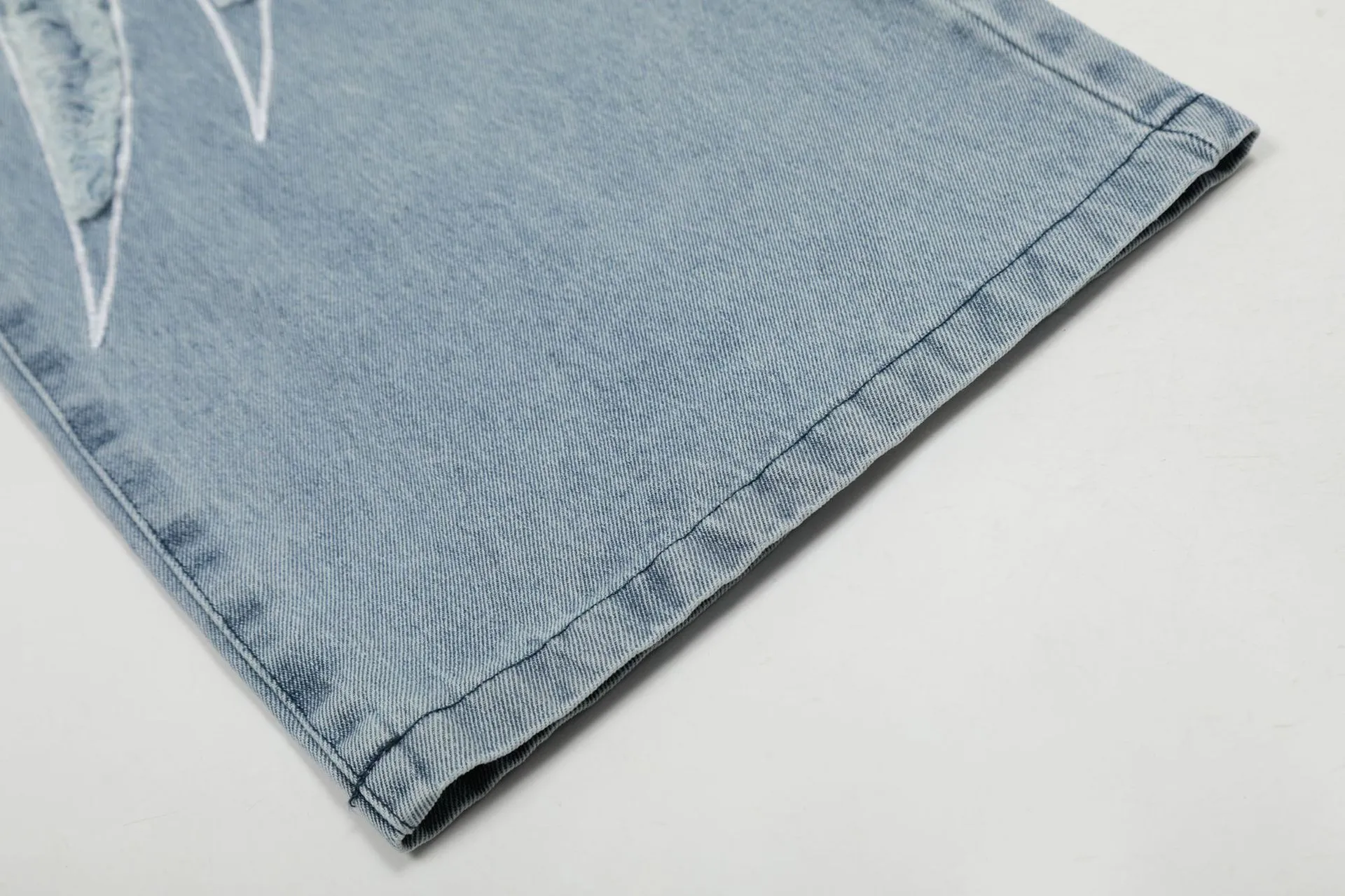 Jiayiku Tide Brand  Spring American Retro Patch Washed Jeans Straight Cleanfit Pants display picture 8
