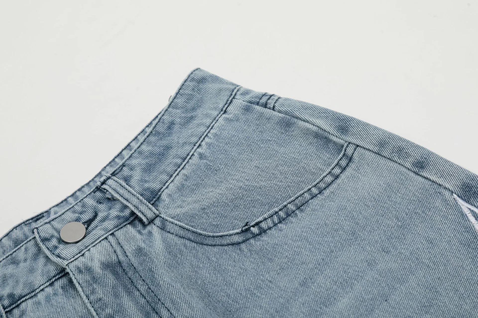Jiayiku Tide Brand  Spring American Retro Patch Washed Jeans Straight Cleanfit Pants display picture 10