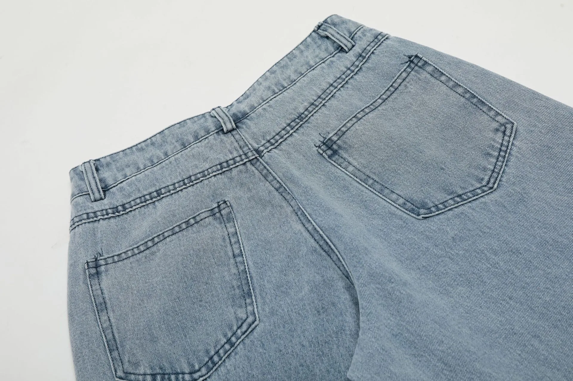 Jiayiku Tide Brand  Spring American Retro Patch Washed Jeans Straight Cleanfit Pants display picture 11