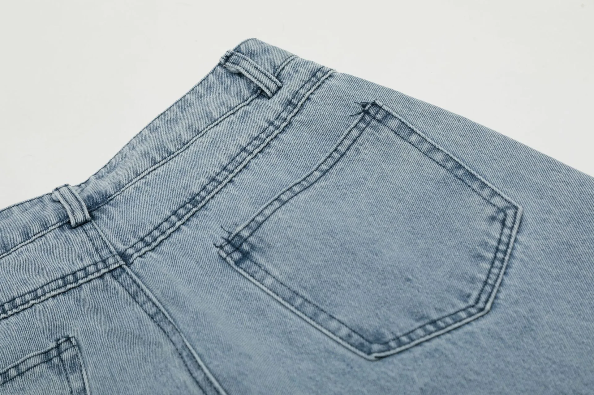 Jiayiku Tide Brand  Spring American Retro Patch Washed Jeans Straight Cleanfit Pants display picture 12
