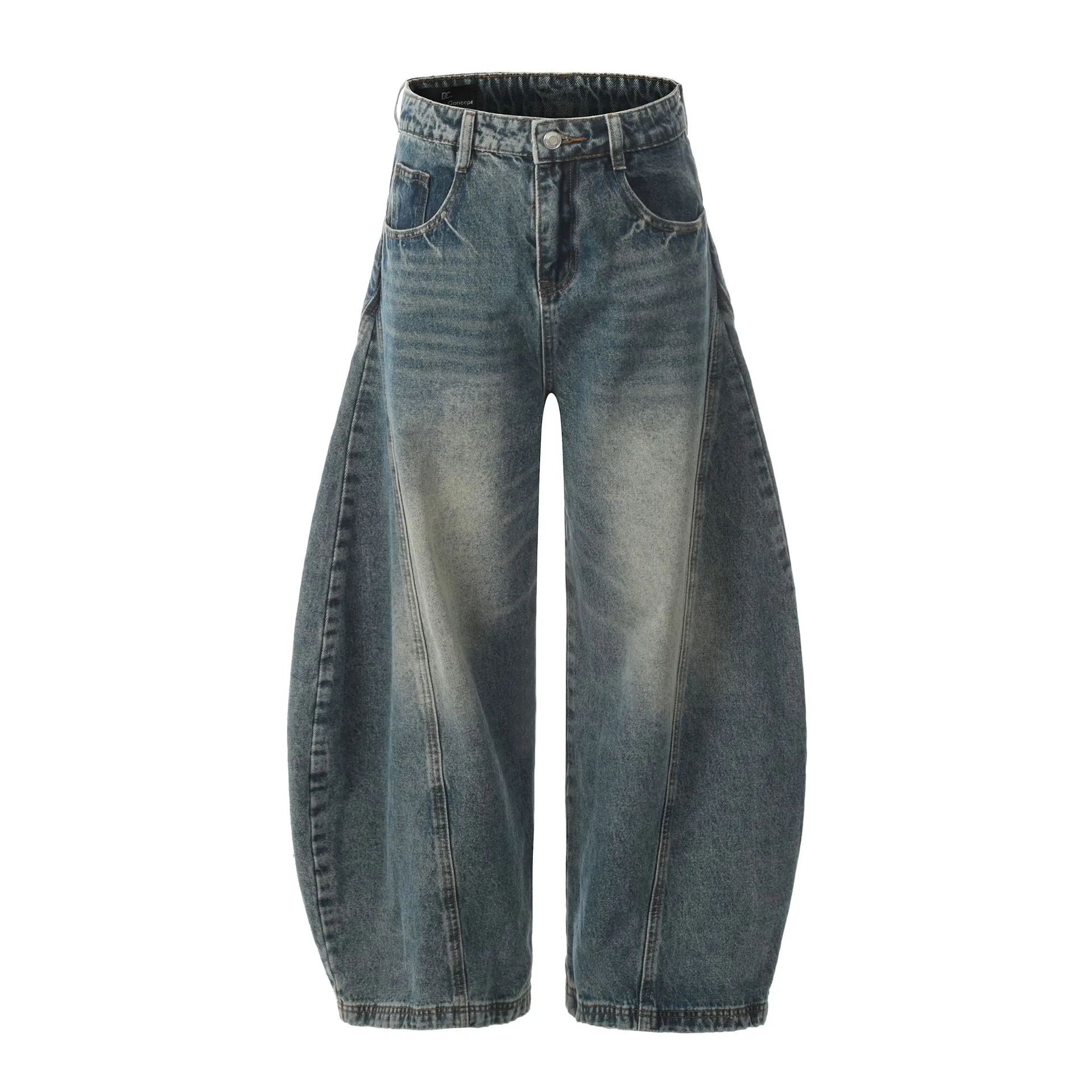 Jiayiku Tide Brand  Spring American Retro Washed Machete Jeans Straight Cleanfit Pants display picture 3