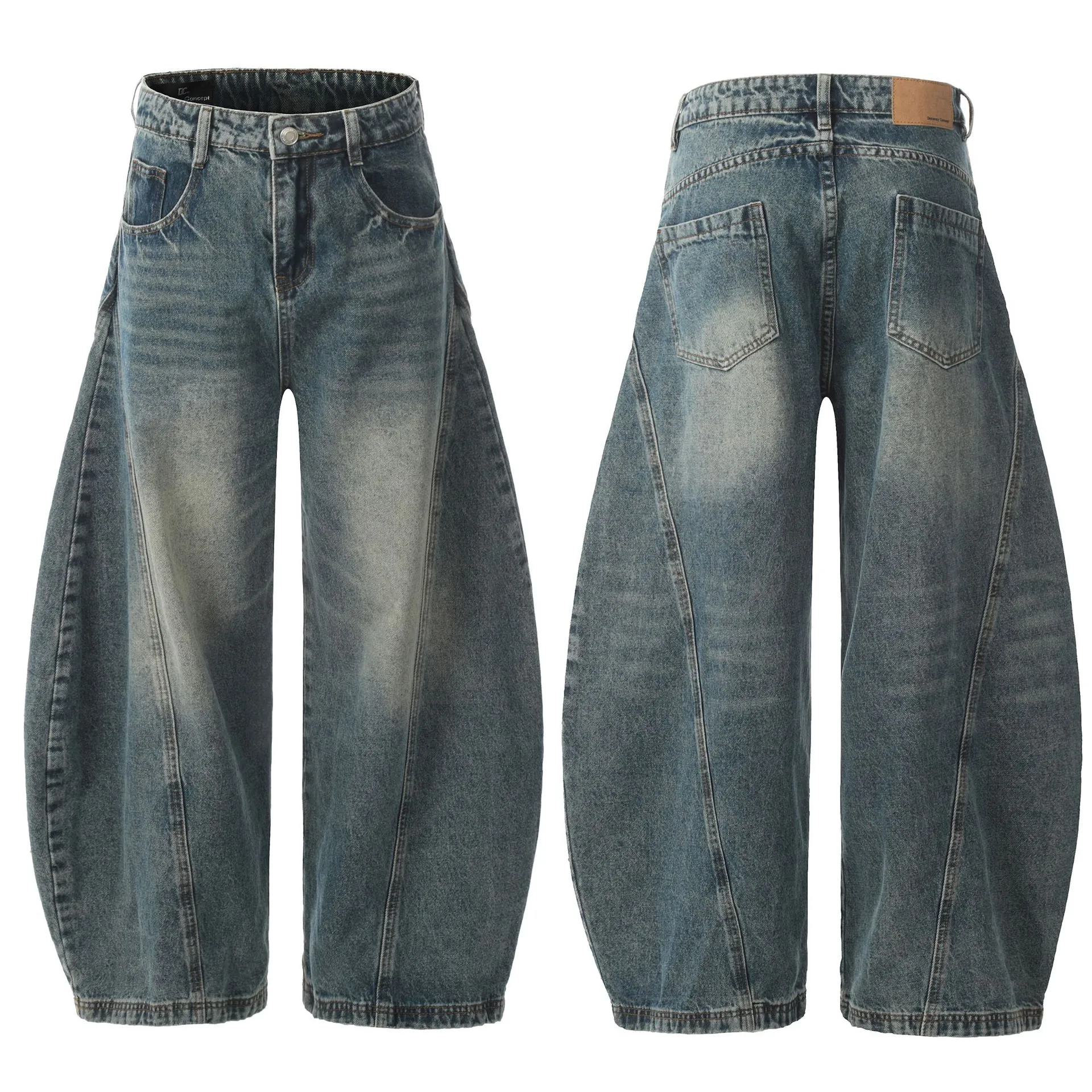 Jiayiku Tide Brand  Spring American Retro Washed Machete Jeans Straight Cleanfit Pants display picture 2