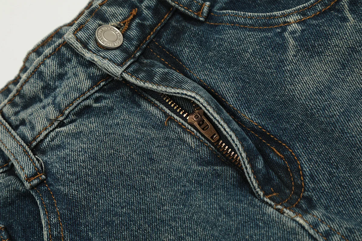 Jiayiku Tide Brand  Spring American Retro Washed Machete Jeans Straight Cleanfit Pants display picture 8