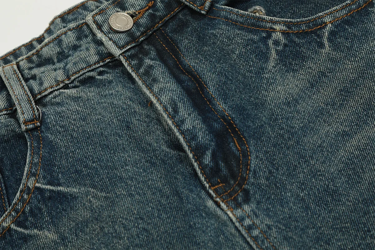 Jiayiku Tide Brand  Spring American Retro Washed Machete Jeans Straight Cleanfit Pants display picture 10