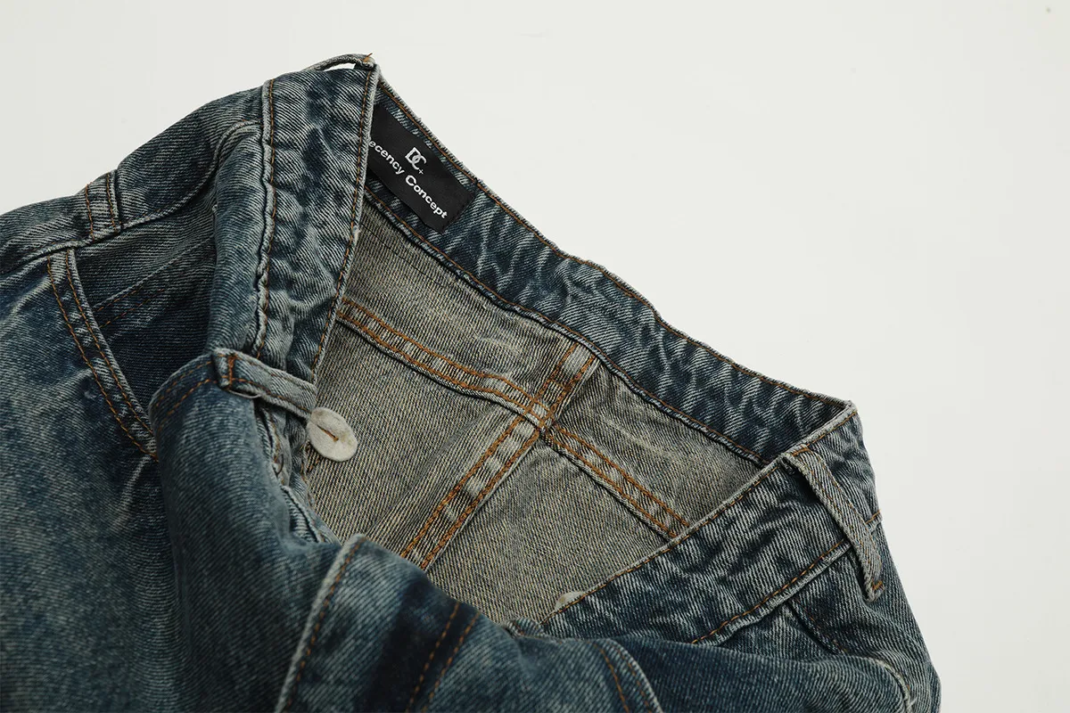 Jiayiku Tide Brand  Spring American Retro Washed Machete Jeans Straight Cleanfit Pants display picture 11