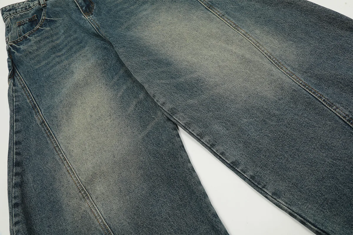 Jiayiku Tide Brand  Spring American Retro Washed Machete Jeans Straight Cleanfit Pants display picture 12