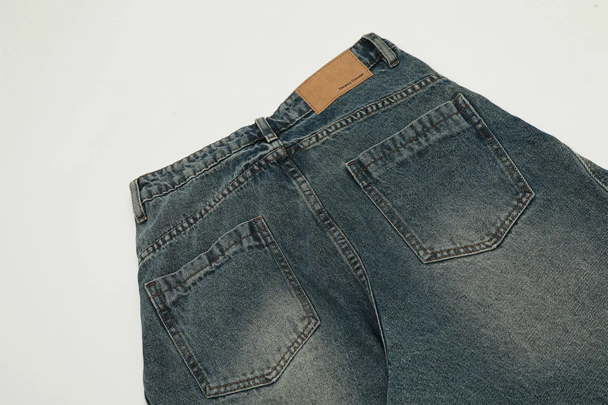 Jiayiku Tide Brand  Spring American Retro Washed Machete Jeans Straight Cleanfit Pants display picture 14