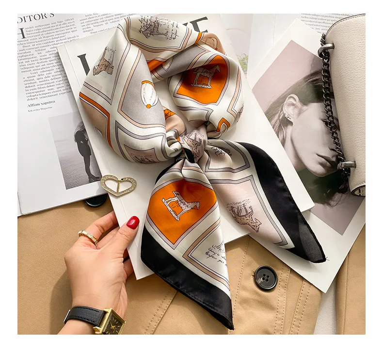 New Spring And Autumn Artificial Silk Small Scarf Women's Fashionable All-match Ribbon Decorative Scarf High-grade Business Wear Small Scarf display picture 2