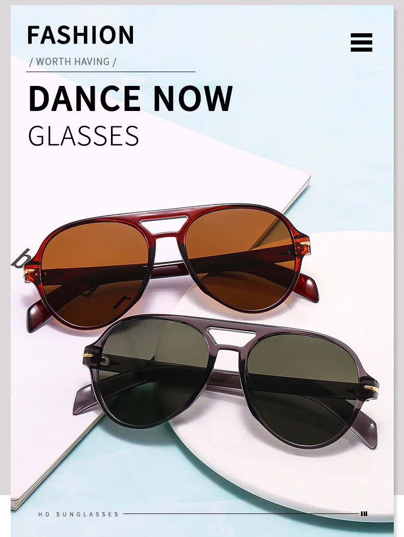 PC Double Beam Large Frame Retro Goggles Sunshade UV Protection Sunglasses Men's Aviator Sunglasses  Glasses display picture 2