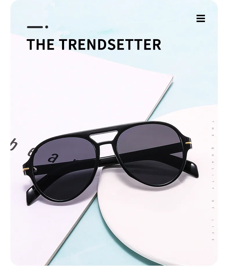 PC Double Beam Large Frame Retro Goggles Sunshade UV Protection Sunglasses Men's Aviator Sunglasses  Glasses display picture 4