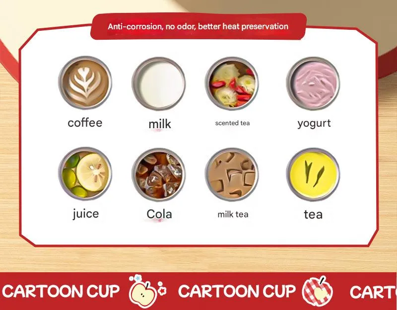 Children's Cartoon Double-Drink Thermos Cup 316 Stainless Steel Coffee Cup For Women With Good Looks And Portable Car Water Cup With Straw display picture 6