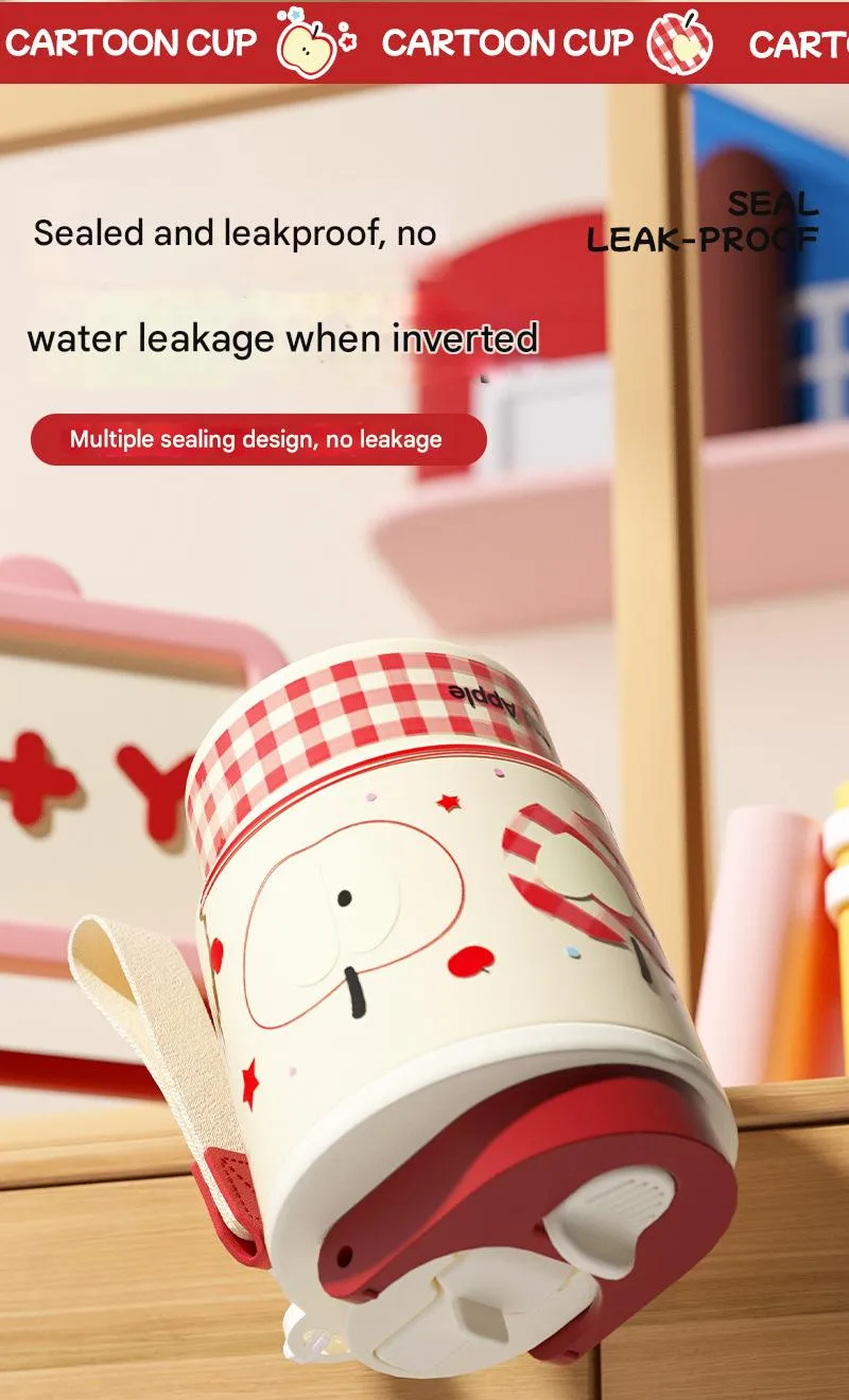Children's Cartoon Double-Drink Thermos Cup 316 Stainless Steel Coffee Cup For Women With Good Looks And Portable Car Water Cup With Straw display picture 4