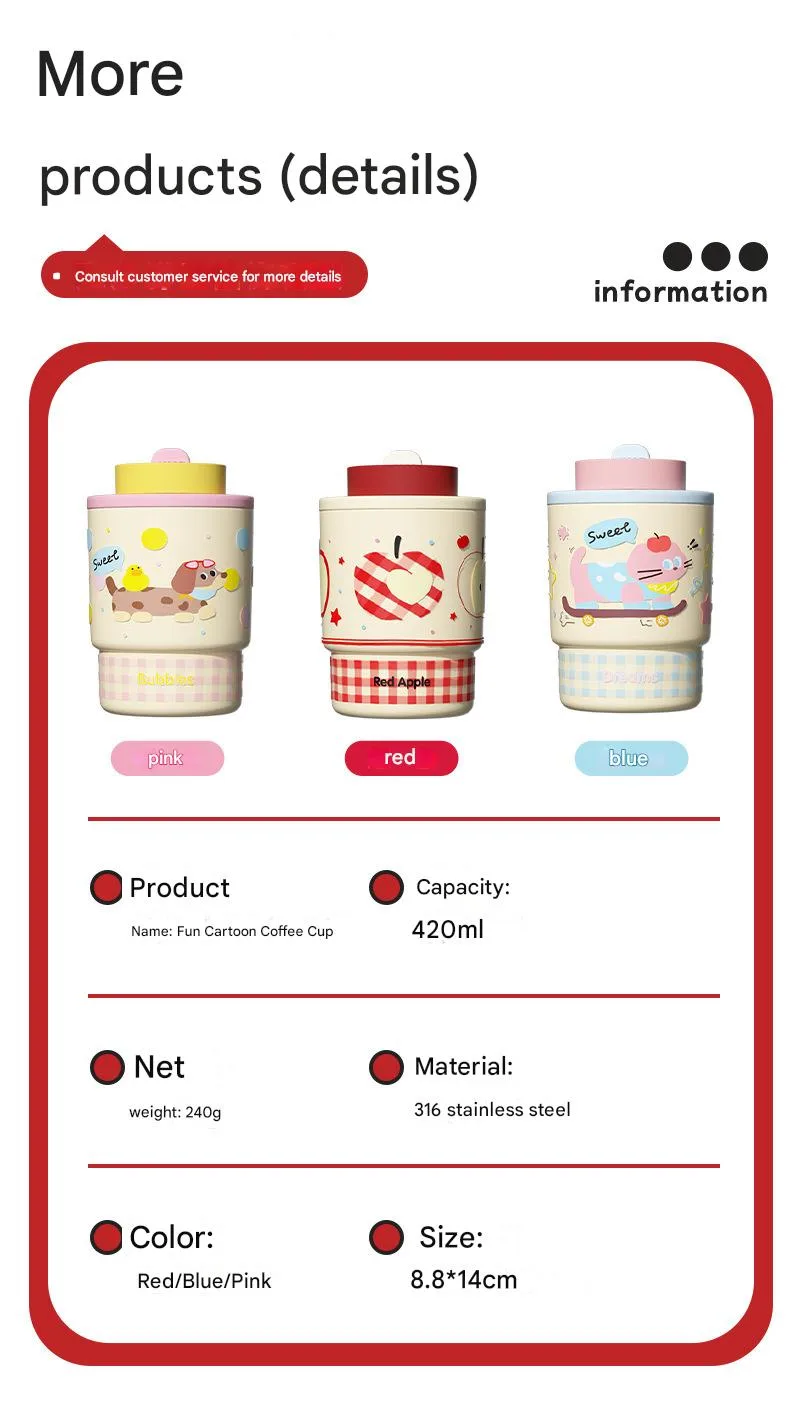 Children's Cartoon Double-Drink Thermos Cup 316 Stainless Steel Coffee Cup For Women With Good Looks And Portable Car Water Cup With Straw display picture 2