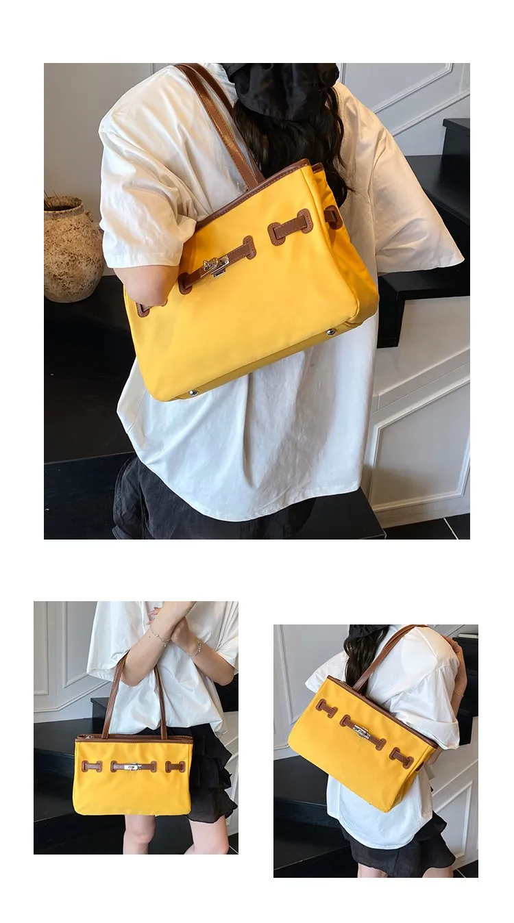 Women's Pu Leather Nylon Color Block Streetwear Square Zipper Shoulder Bag Tote Bag display picture 21