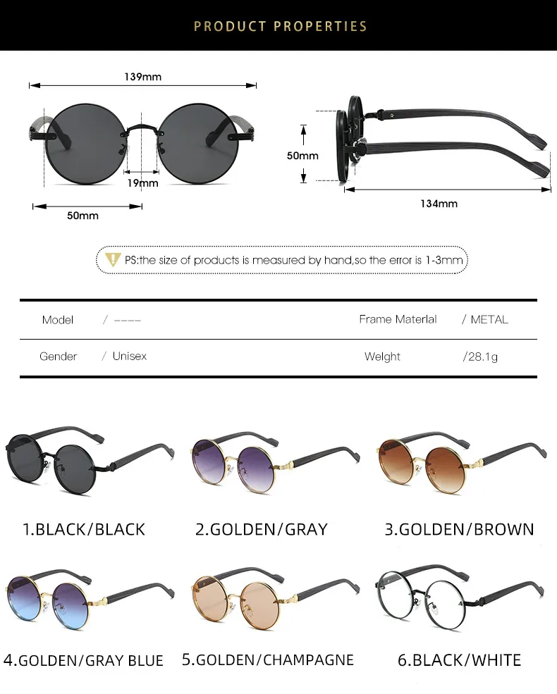 New  Style Metal Round Fashion Sunglasses Casual All-match Outdoor UV Protection Men's Sunglasses display picture 2