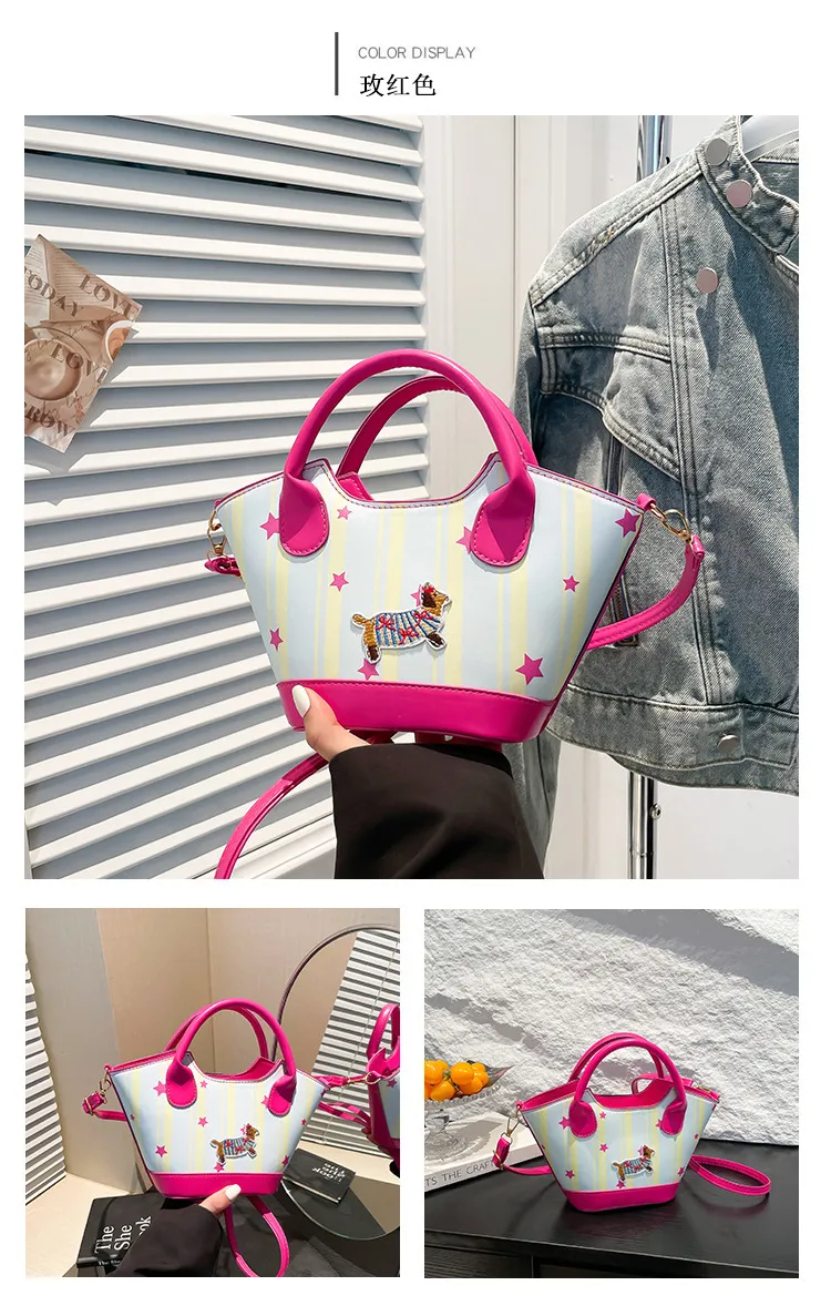 Niche Design Fashion Bag Internet Celebrant Bucket Handbag New Cute Dopamine Color Vegetable Basket Bag Crossbody Bag display picture 6