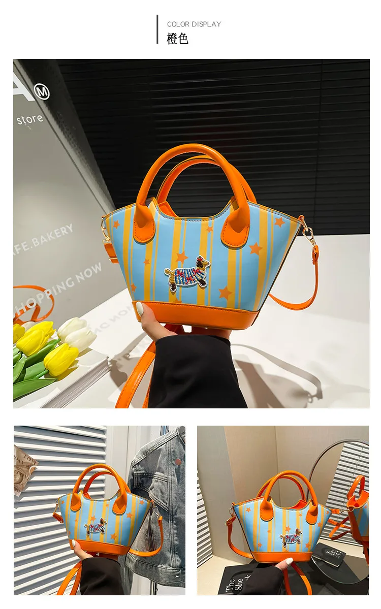 Niche Design Fashion Bag Internet Celebrant Bucket Handbag New Cute Dopamine Color Vegetable Basket Bag Crossbody Bag display picture 7