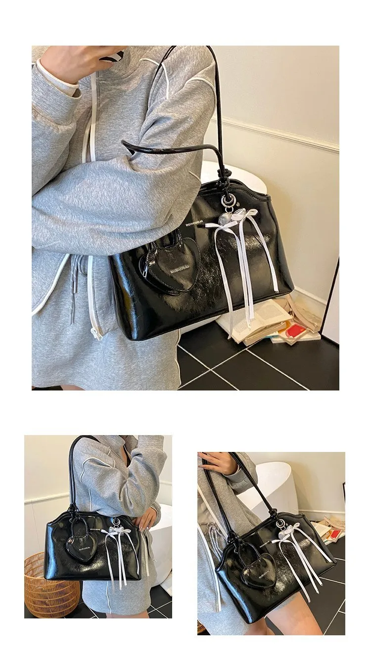 Women's Pu Leather Solid Color Streetwear Square Zipper Shoulder Bag display picture 4
