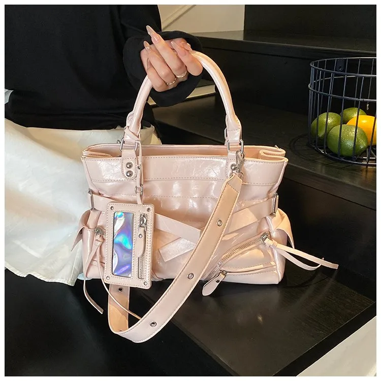 Women's Pu Leather Solid Color Streetwear Square Zipper Shoulder Bag Tote Bag display picture 17