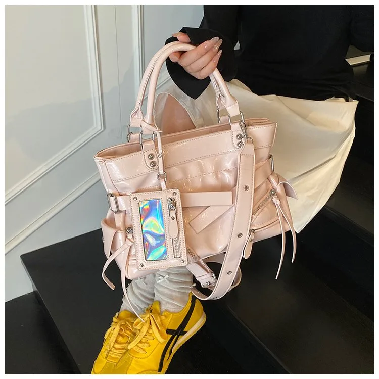 Women's Pu Leather Solid Color Streetwear Square Zipper Shoulder Bag Tote Bag display picture 21