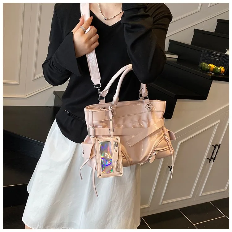 Women's Pu Leather Solid Color Streetwear Square Zipper Shoulder Bag Tote Bag display picture 22
