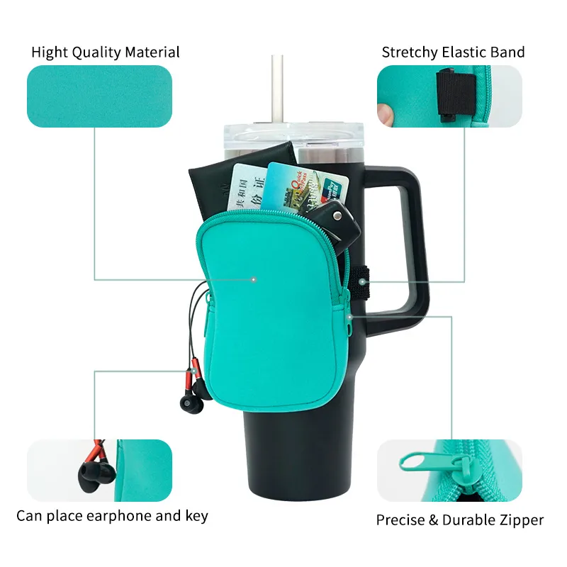 40 Oz Ice Cup Set Storage Bag Diving Material Non-slip Ice Cup Bottle Bag Car Absorbent Handle Insulation Cup Set display picture 2