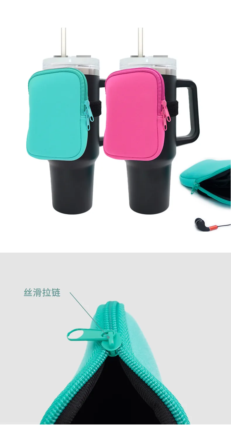 40 Oz Ice Cup Set Storage Bag Diving Material Non-slip Ice Cup Bottle Bag Car Absorbent Handle Insulation Cup Set display picture 4