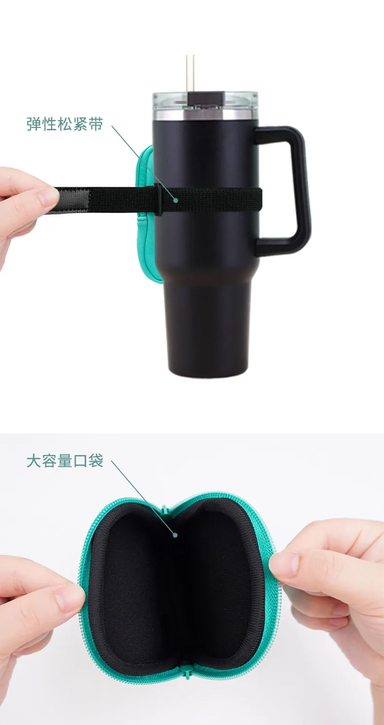 40 Oz Ice Cup Set Storage Bag Diving Material Non-slip Ice Cup Bottle Bag Car Absorbent Handle Insulation Cup Set display picture 5