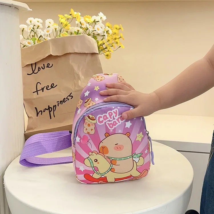 Kid'S Nylon Cartoon Capybara Cute Streetwear Oval Zipper Fanny Pack display picture 1