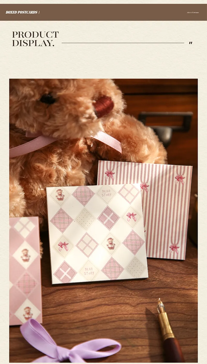 1 Piece 1 Set Cartoon Plaid Bear Class Learning School Paper Retro Sticky Note display picture 4