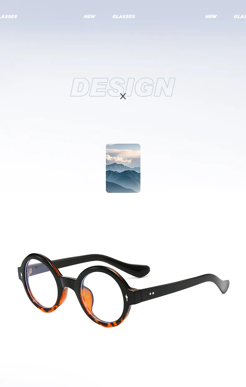 Retro Simple Style Framework Glasses PC UV400 Protection Round Frame Full Frame Glasses display picture 2