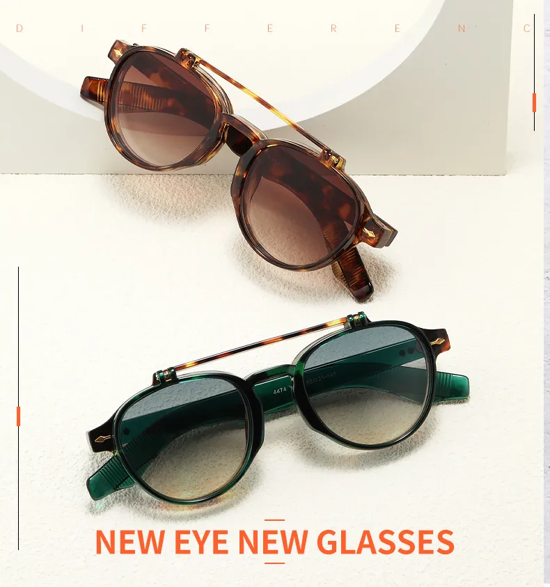 Pilot Flip Punk Sunglasses 4474 Endoscope Anti-blue Light Can Be Equipped With Myopia  Personalized Sunglasses display picture 1