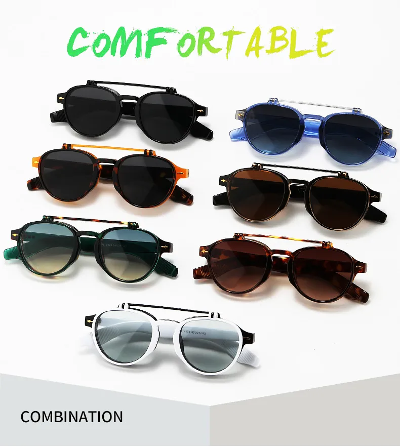 Pilot Flip Punk Sunglasses 4474 Endoscope Anti-blue Light Can Be Equipped With Myopia  Personalized Sunglasses display picture 3