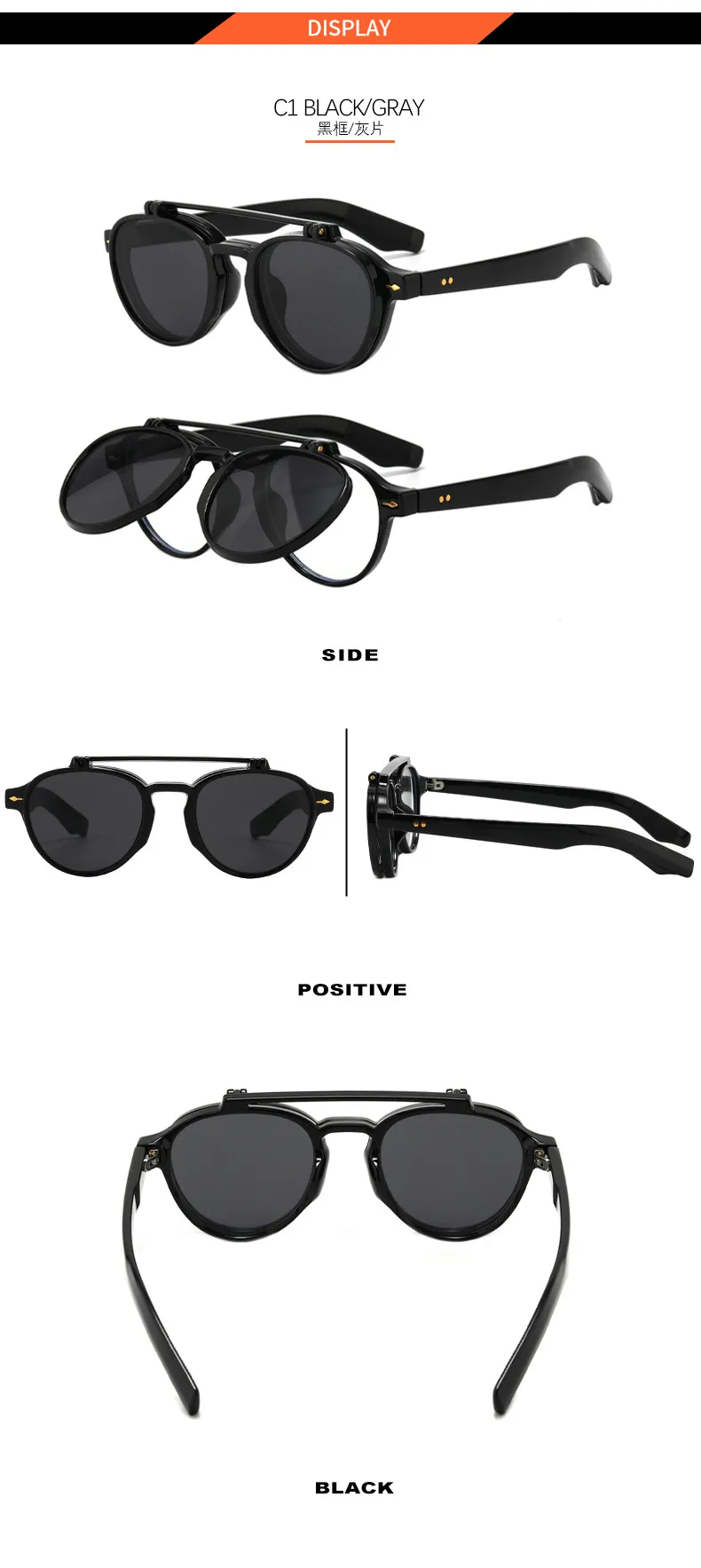 Pilot Flip Punk Sunglasses 4474 Endoscope Anti-blue Light Can Be Equipped With Myopia  Personalized Sunglasses display picture 6