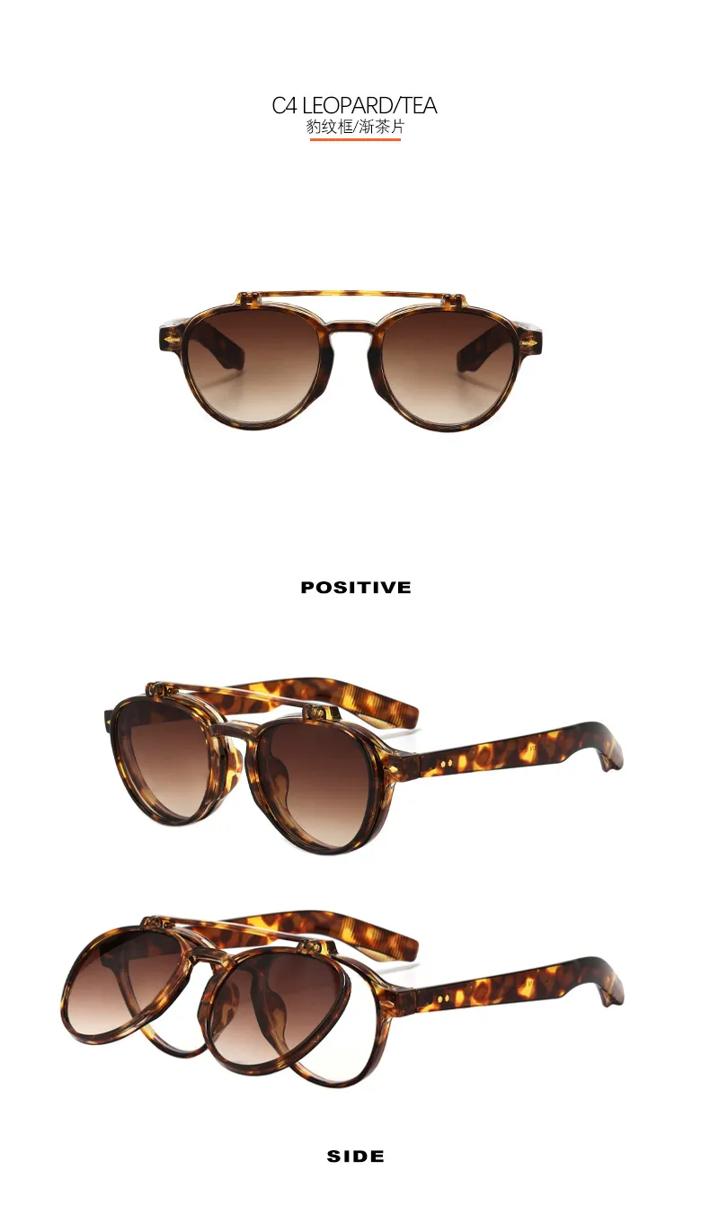 Pilot Flip Punk Sunglasses 4474 Endoscope Anti-blue Light Can Be Equipped With Myopia  Personalized Sunglasses display picture 9