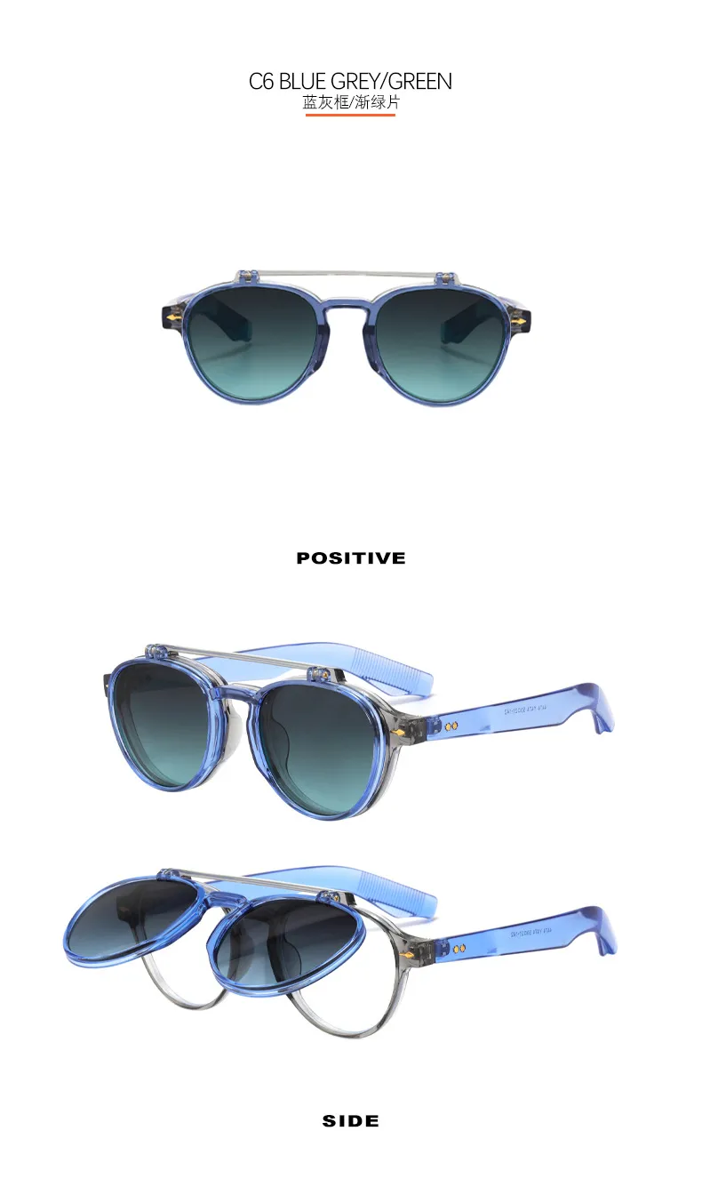Pilot Flip Punk Sunglasses 4474 Endoscope Anti-blue Light Can Be Equipped With Myopia  Personalized Sunglasses display picture 11