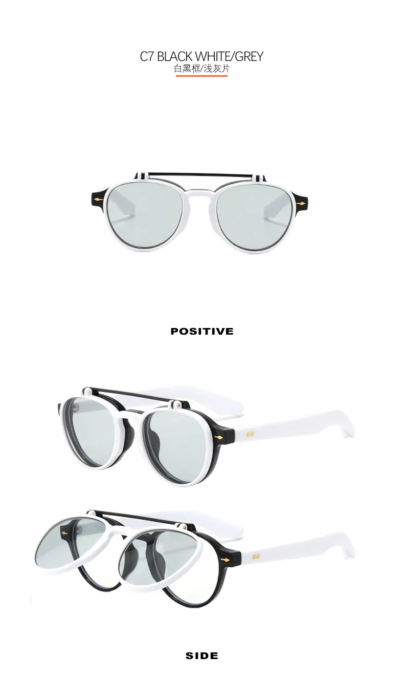 Pilot Flip Punk Sunglasses 4474 Endoscope Anti-blue Light Can Be Equipped With Myopia  Personalized Sunglasses display picture 12