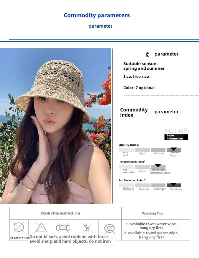 Net Red Knitted Hollow New Fisherman Hat Summer Sunscreen Cap Children's Outdoor Portable Foldable Sun Hat Wholesale display picture 1