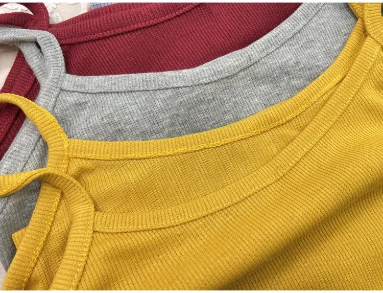 Summer New Solid Color Small Sling Female Girl Student Inner Slim Threaded Small Vest All-match Short Base Shirt display picture 9