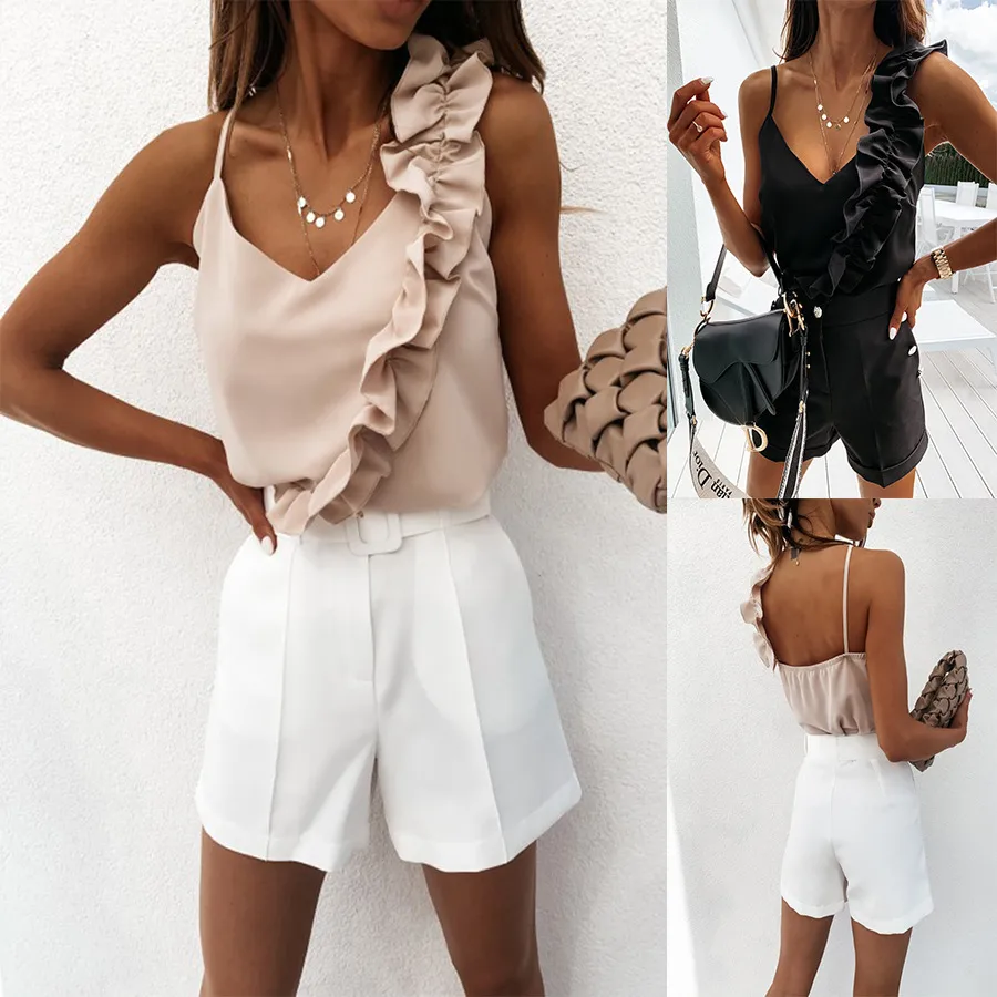 Summer Wish  Top  Sexy Elegant Backless Ruffled Sling Top For Women display picture 2