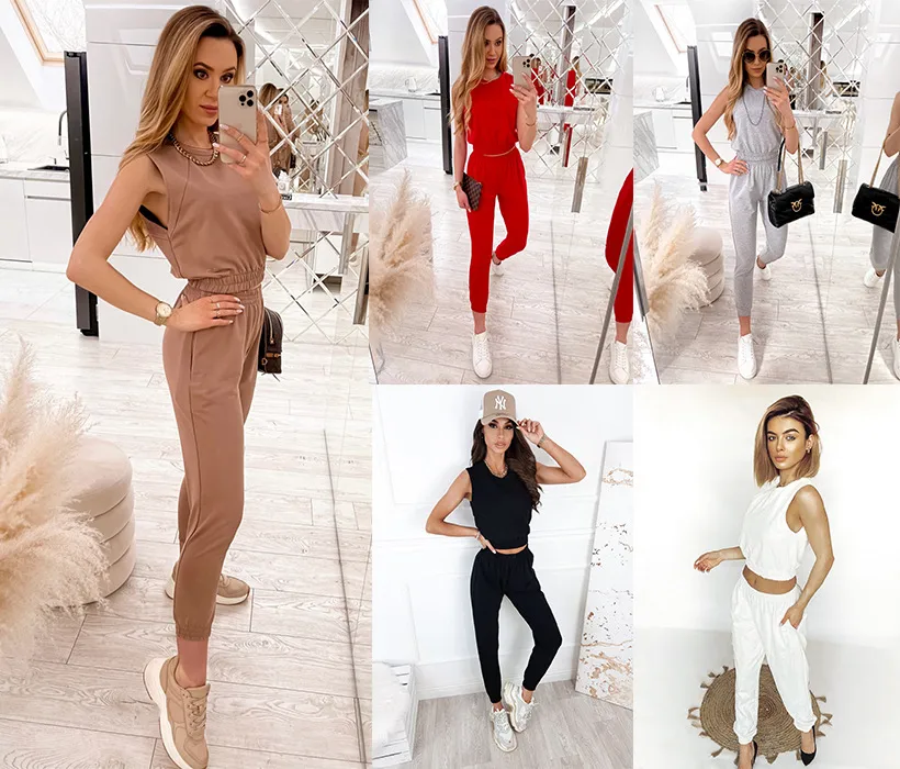 Designed  Hot Fashion Casual Sleeveless Slim Vest Pencil Pants Suit Women display picture 2