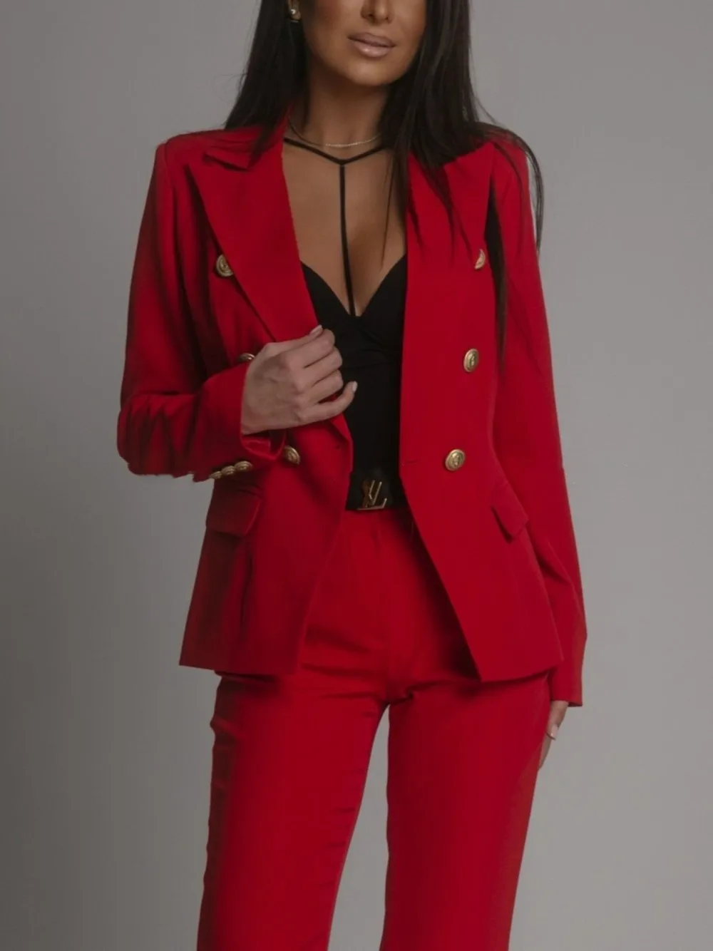 Designed  Wish Explosions Spring Best Selling Long Sleeve Double-breasted Solid Color Stand Collar Small Suit display picture 30