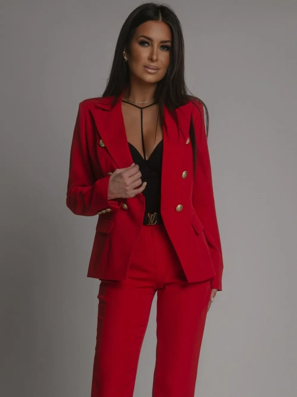 Designed  Wish Explosions Spring Best Selling Long Sleeve Double-breasted Solid Color Stand Collar Small Suit display picture 31