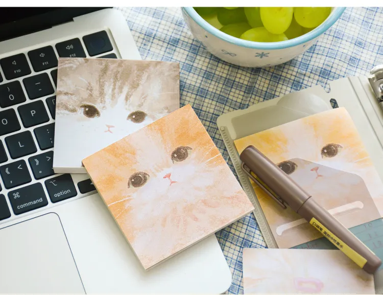 Mo Mo Non-Adhesive Sticky Notes Cute Pet Stickers Series Cute Hand-Drawn Illustrations Journal Wall Decoration Message Paper display picture 3
