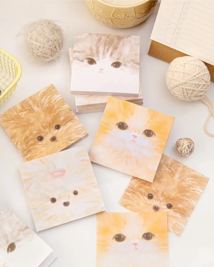 Mo Mo Non-Adhesive Sticky Notes Cute Pet Stickers Series Cute Hand-Drawn Illustrations Journal Wall Decoration Message Paper display picture 8