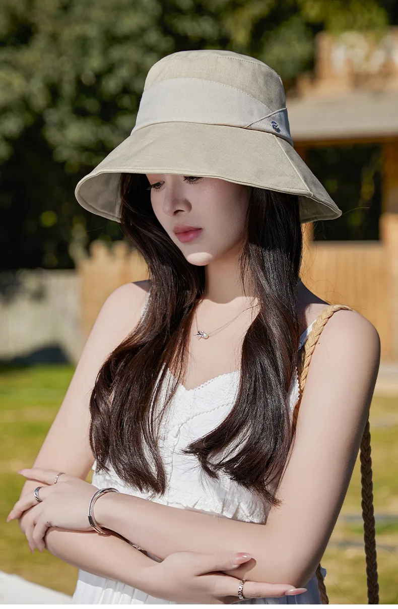 Summer New Style Hat Women's Fashion All-match Fisherman Hat Sunshade Sunscreen Hat Summer Outdoor Anti-ultraviolet Big Hat Brim display picture 3