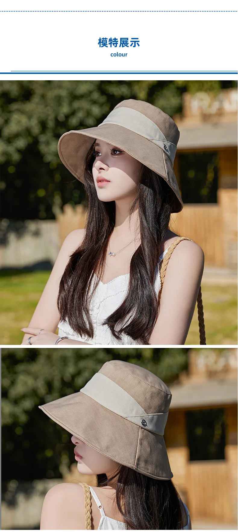 Summer New Style Hat Women's Fashion All-match Fisherman Hat Sunshade Sunscreen Hat Summer Outdoor Anti-ultraviolet Big Hat Brim display picture 4