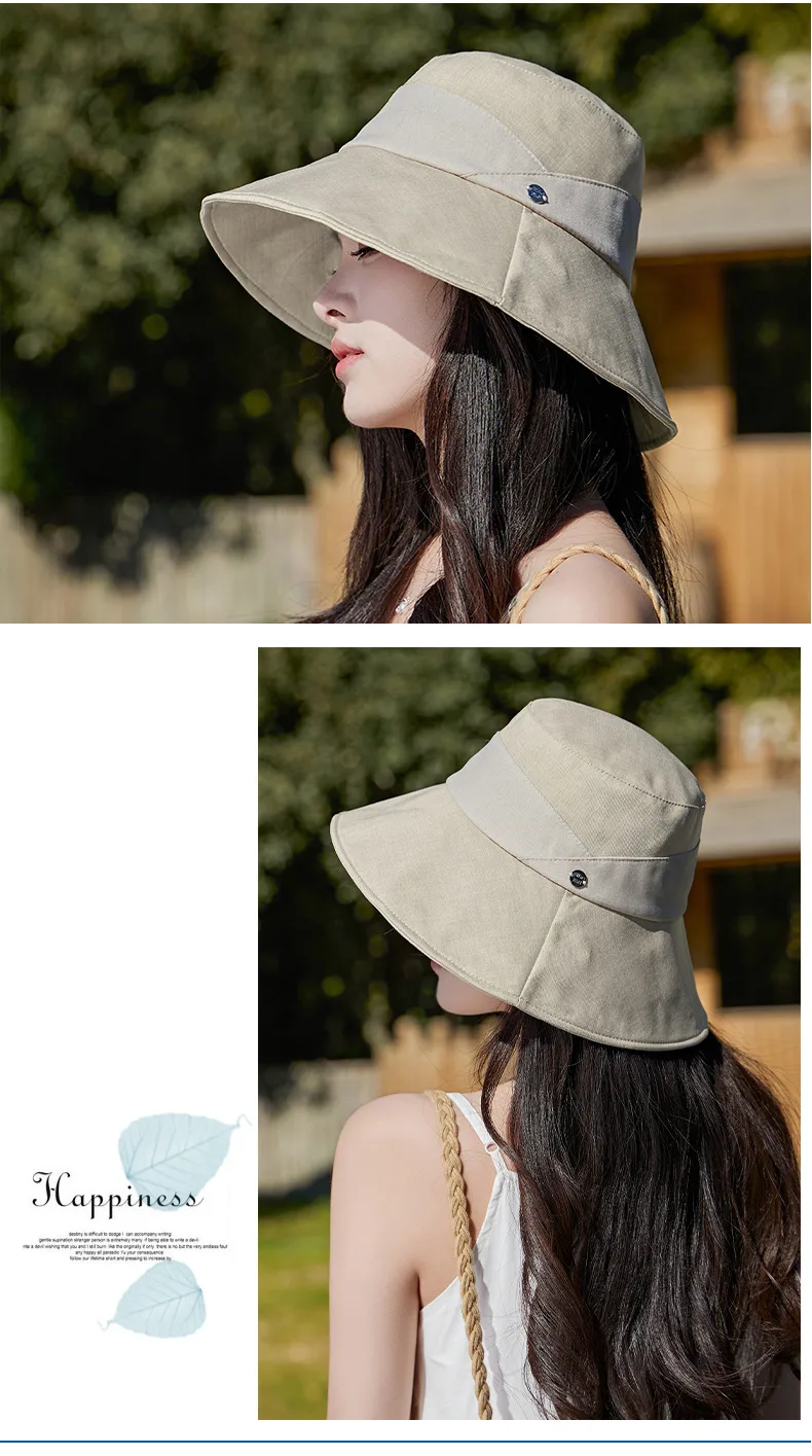Summer New Style Hat Women's Fashion All-match Fisherman Hat Sunshade Sunscreen Hat Summer Outdoor Anti-ultraviolet Big Hat Brim display picture 6
